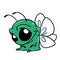 Small insect butterfly green sitting character illustration cartoon