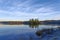 The small Island in Clunie loch on a frosty Decembers afternoon