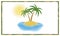 Small Island Logo with Clear Sky and Sun and Coconut Tree