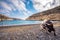 The small isolated gulf of Vathi, in Crete, with sandy beach and some lucky campers.