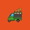 Small italian pizza food truck tricycle vector illustration