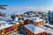 Small italian town covered in snow.