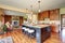 Small kitchen area with open floor plan, view of living room