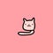 Small kitten minimalism style on pink font hand drawn illustration