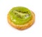 Small kiwi tart on white background