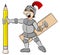 Small knight armed with pencil and ruler