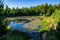 Small lake near lake Madh with waterlilies on surface in National Park Lure, Albania