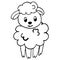 A small lamb, a sheep and a ram, a black and white vector illustration in cartoon style for a coloring book
