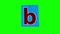 The small letter b on blue rectangle stop motion animation of paper crumple looping on green screen