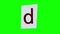 The small letter d on gray rectangle stop motion animation of paper crumple looping on green screen