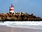 Small Lighthouse On Beach Ilha De Tavira Algarve Portugal