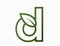 small line letter d with leaf. eco logo symbol. eco friendly, ecology and environment symbol