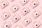 Small lovely girls pink digital camera inspired pattern. Minimal flat lay monochromatic arrangement against baby pink background