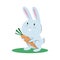 Small lovely rabbit holds carrot