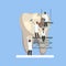 Small Male Doctors Cleaning and Treating Giant Unhealthy Tooth with Plaque and Caries Hole Vector Illustration