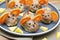 Small meatball mouse, meatloaf mice with ears of carrot, cheese on plate, creative and fun food snack idea for kids party. Menu