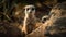 Small meerkat closely watching nature in Africa generated by AI