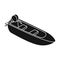 Small metal boat with motor for fishing.Boat for river or lake fishing.Ship and water transport single icon in black