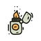 Small metal lighter in doodle style. Tourist equipment. Traveler object for camping, hiking and survival. Vector icon