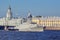 Small missile ship Serpukhov on rehearsal of the naval parade on the day of the Russian Fleet in St. Petersburg