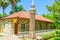 The small mosque in park of Upper Duden Waterfall, Antalya, Turk