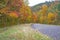 A small mountain road in the Smoky MOuntains in fall.