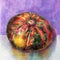 Small multi-colored pumpkin. Still life with markers.