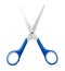 Small multipurpose scissors with blue handle isolated on white background with clipping path