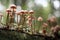 Small mushrooms toadstools piosonous tiny