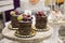 Small naked cakes with chocolate layers and fruits