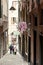 Small narrow street in old town Genoa, Italy