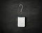 Small note with painting on chalkboard question mark. concept -