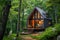 A small off-grid cabin surrounded by nature.