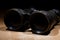 small old and vintage binocular spyglass