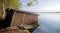 Small old wooden boat garage on the coast