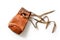 Small old worn brown leather coin pouch