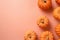 Small orange decorative pumpkins, top view