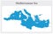 Small outline map of the mediterranean sea