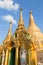 Small pagodas and Shwedagon Pagoda in Yangon