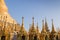 Small pagodas and Shwedagon Pagoda in Yangon