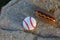 Small painted baseball and hot dog rocks