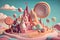 Small Pastel-Colored Candy land: A Fantasy Illustration. Generative AI