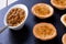 Small Pate tartlets with french mustard