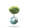 Small peaceful green planet ,tree on globe