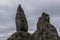 Small person in The Old Man of Storr, Skye