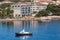 Small pilot boat in bay of Porto-Vecchio