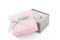 Small pink and gray jewelry gift boxes with bow isolated on whit