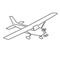 Small plane vector illustration. Single engine propelled aircraft line art.