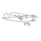 Small plane vector illustration. Single engine propelled aircraft line art.