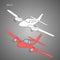 Small plane vector illustration. Twin engine propelled aircraft. Vector illustration. Hand drawn sketch style